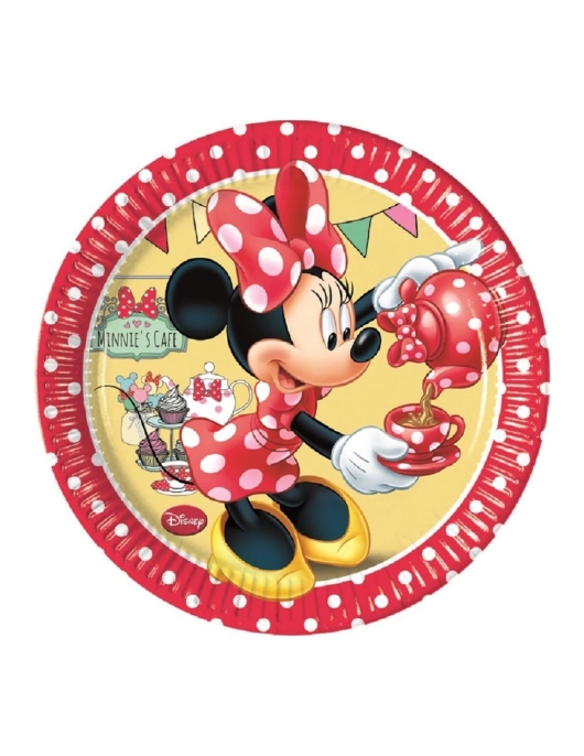 Minnie Mouse Cafe Round Paper Plates 23cms
