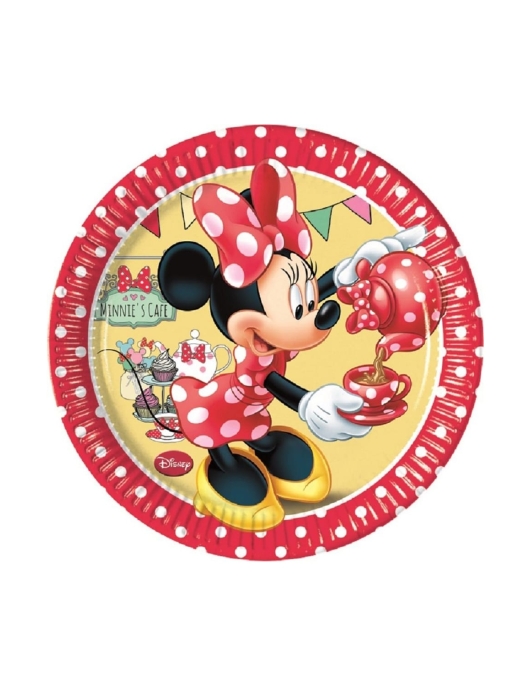 Minnie Mouse Cafe Round Paper Plates 19.5cms