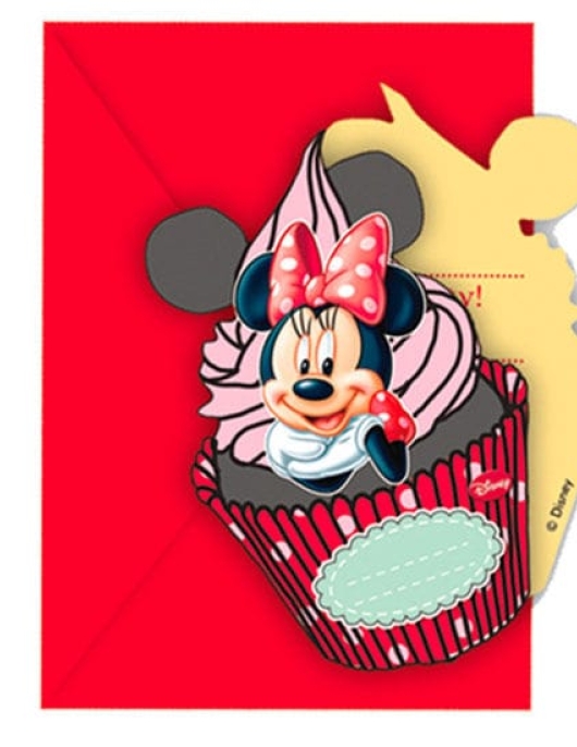 6 Invitations Cards With Envelopes (Minnie Mouse)