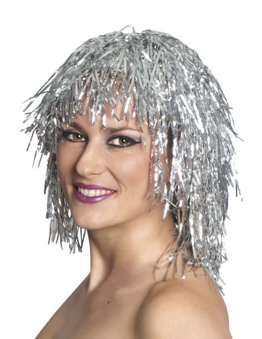 Silver Foil Tinsel Wig