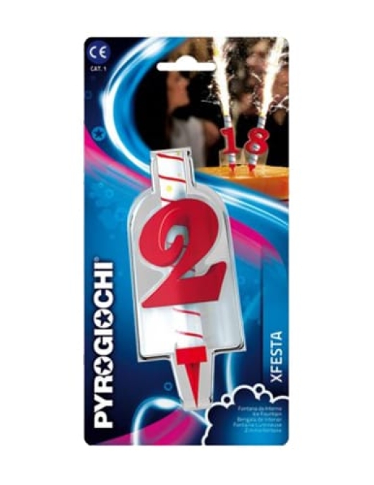 Ice Fountain Numeral #2 Cake Candle