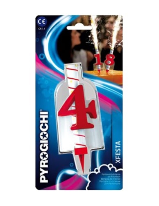 Ice Fountain Numeral #4 Cake Candle
