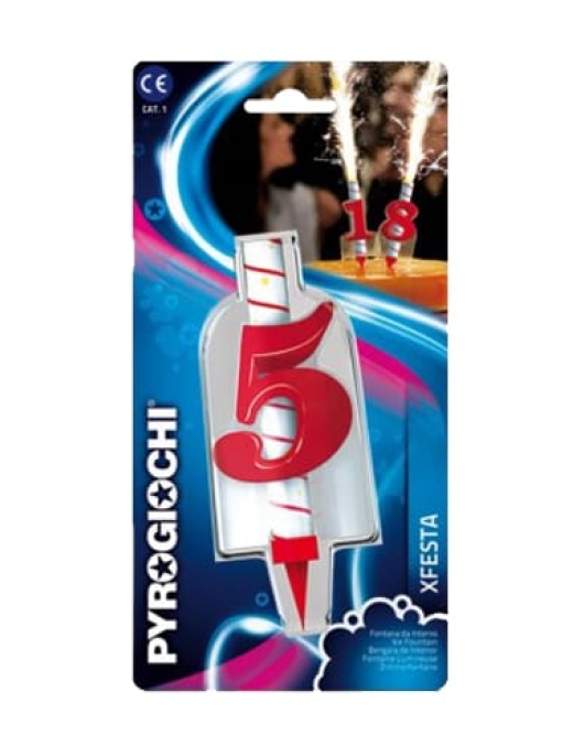 Ice Fountain Numeral #5 Cake Candle