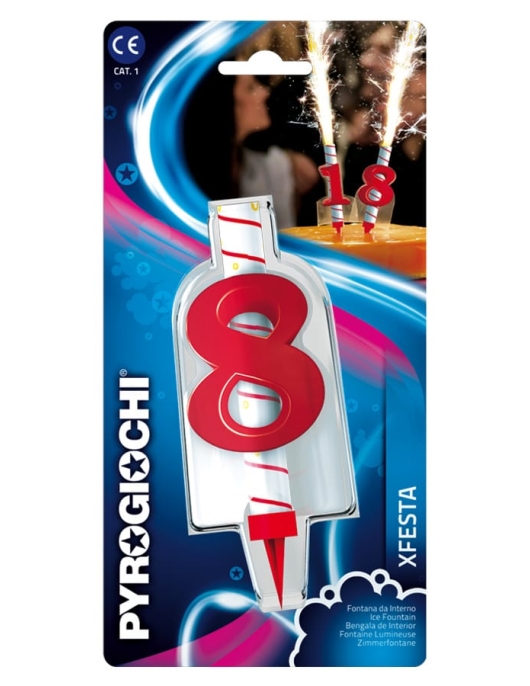 Ice Fountain Numeral #8 Cake Candle