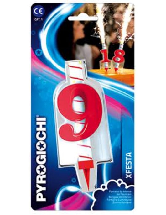 Ice Fountain Numeral #9 Cake Candle