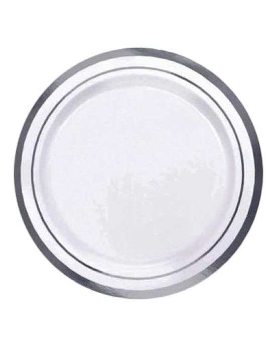 Silver Metallic Round Plastic Tray