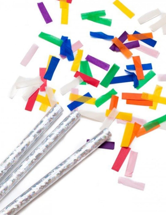 Silver Foil Long Stick Confetti - 3pcs