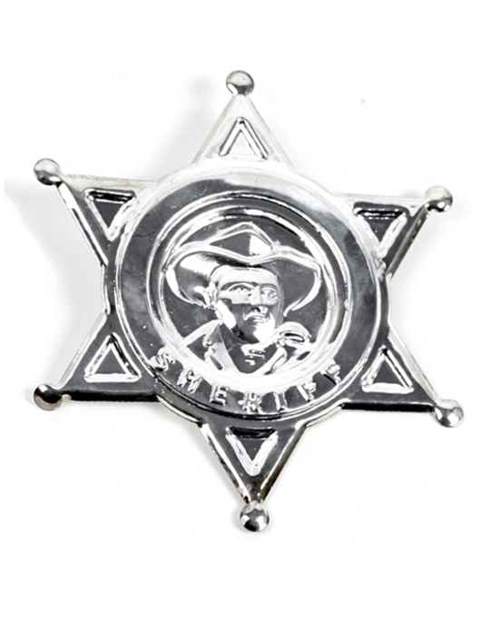 Pack of 1 - Costume - Sheriff Silver Star Badge 7.5 cms