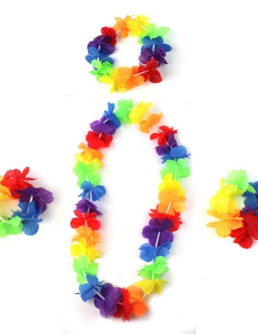 Hawaiian Set -Garland, Headband, and wristband Multi Flowers