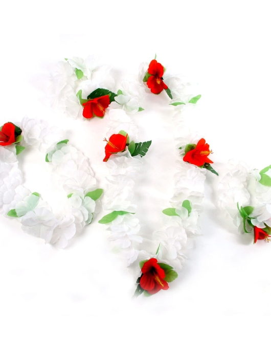 Set hawai blanco 4pzas j ( Flower Necklace , head wear & Wrist Band)
