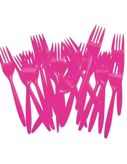 Pink Fucsia Plastic Forks 
