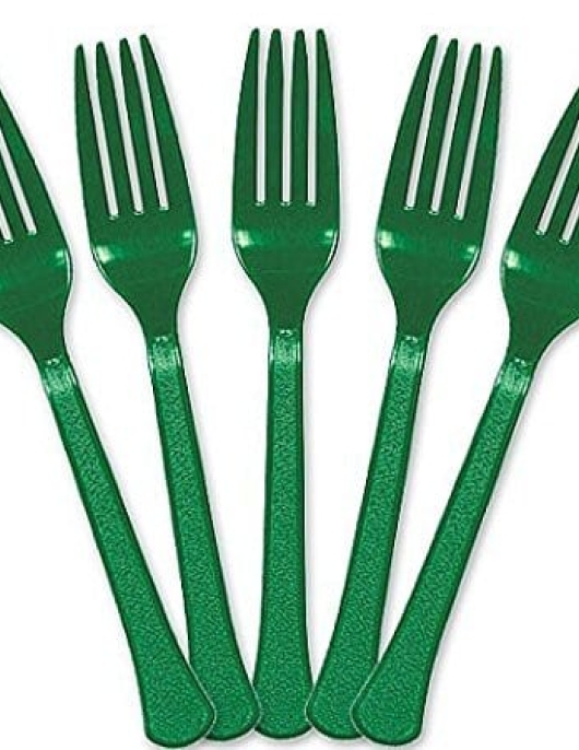 Green Verde Plastic Forks 