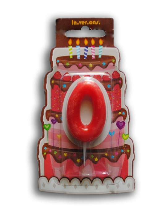 Red Numeral #0 Cake Candle