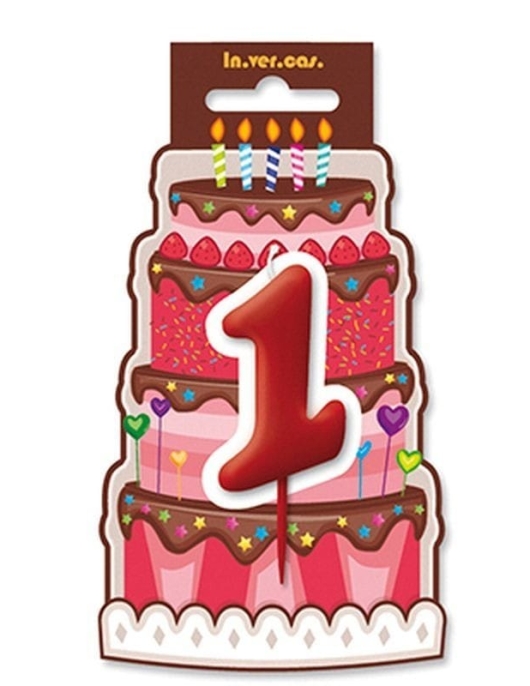 Red Numeral #1 Cake Candle