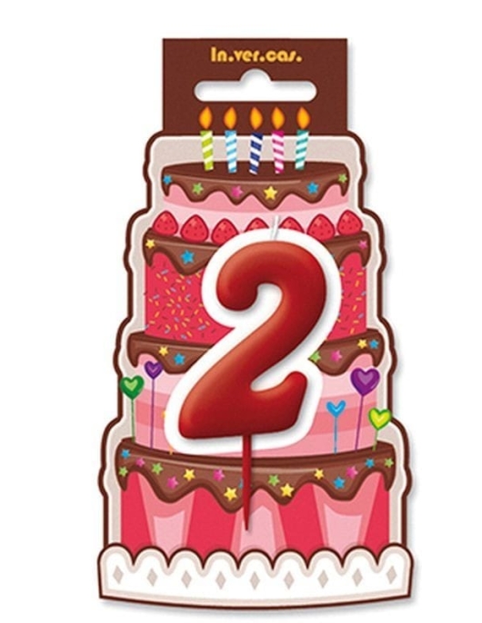 Red Numeral #2 Cake Candle