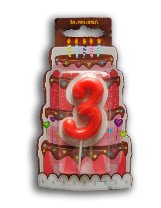 Red Numeral #3 Cake Candle