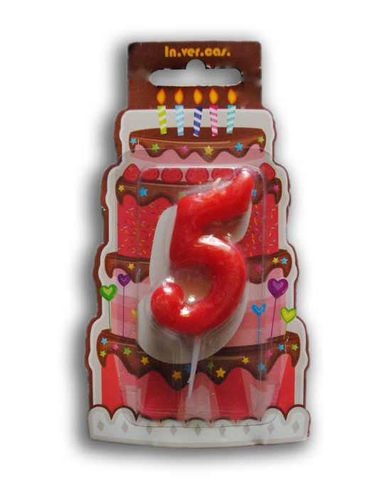 Red Numeral #5 Cake Candle