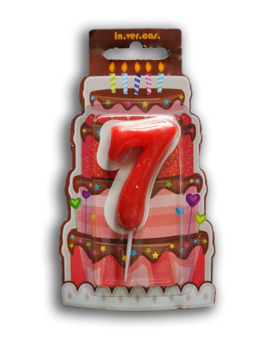 Red Numeral #7 Cake Candle