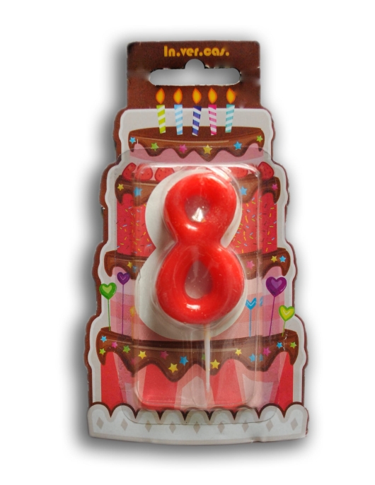 Red Numeral #8 Cake Candle