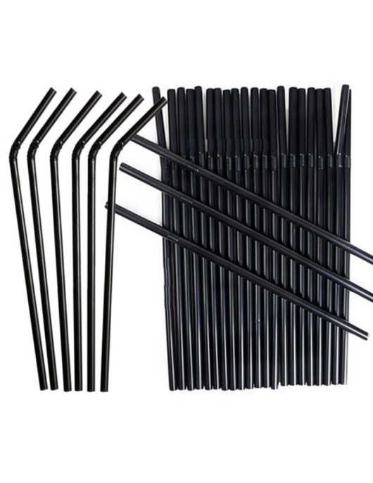 Black Flexible Drinking Straws 100pcs