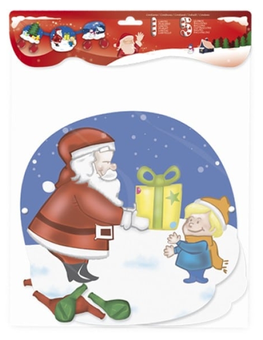 Christmas Poster Santa Claus With Balloons 1pcs
