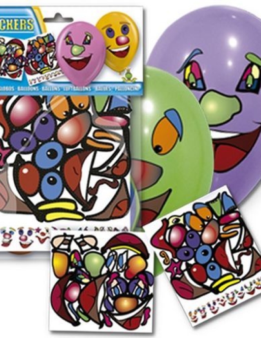 Personalized Clown Faces Balloons and Stickers 24cm