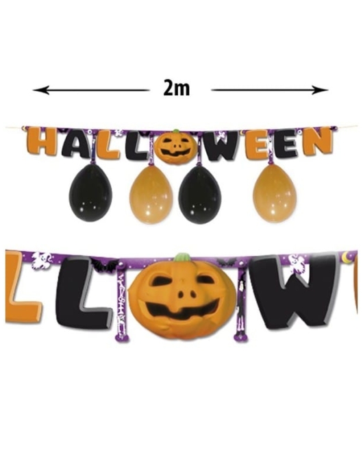 Halloween Pumpkin Face Garland with Balloons 2meters