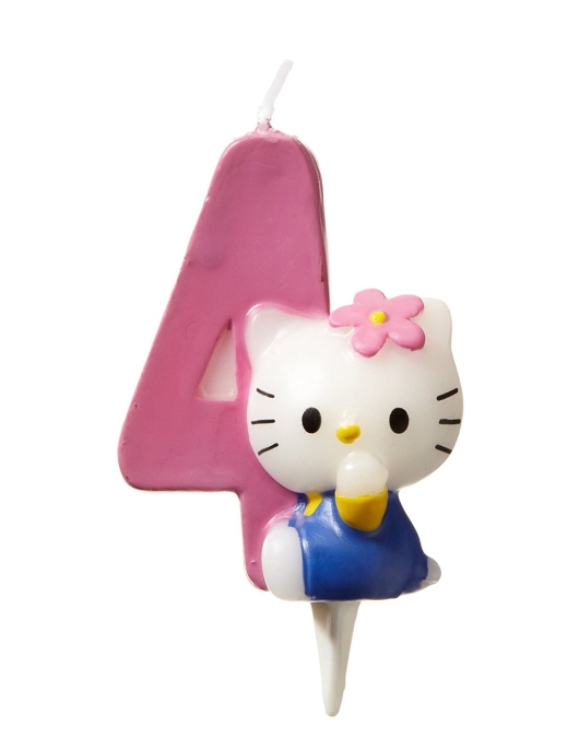 Hello Kitty Original Pink Numeral #4 Cake Candle