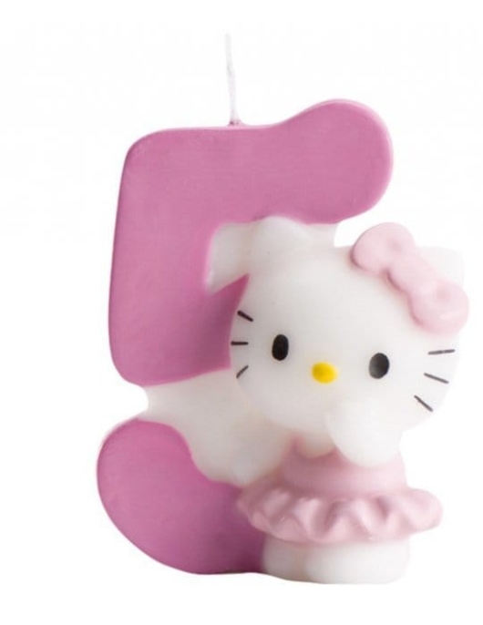Hello Kitty Original Pink Numeral #5 Cake Candle