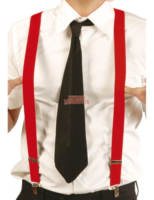 Pack of 1 - Red Elastic Suspenders