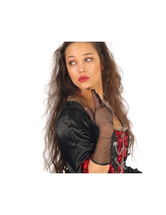 Pack of 1 - Costume - Women Black Long Net Gloves 40 cm 