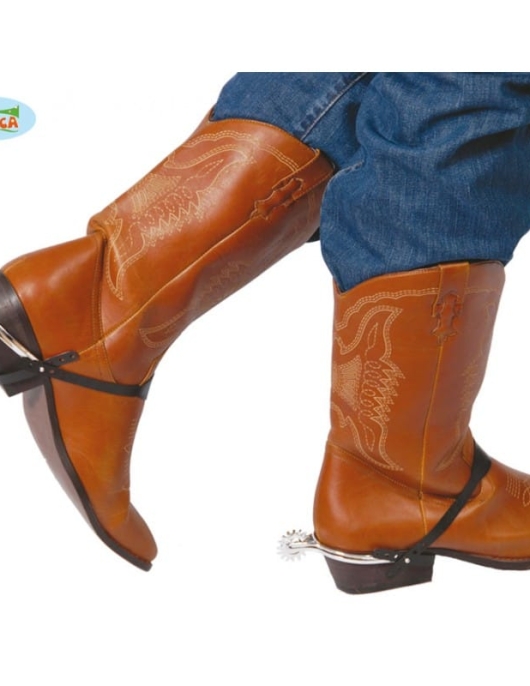 Pack of 2 - Metallic Silver Spurs with Black Straps
