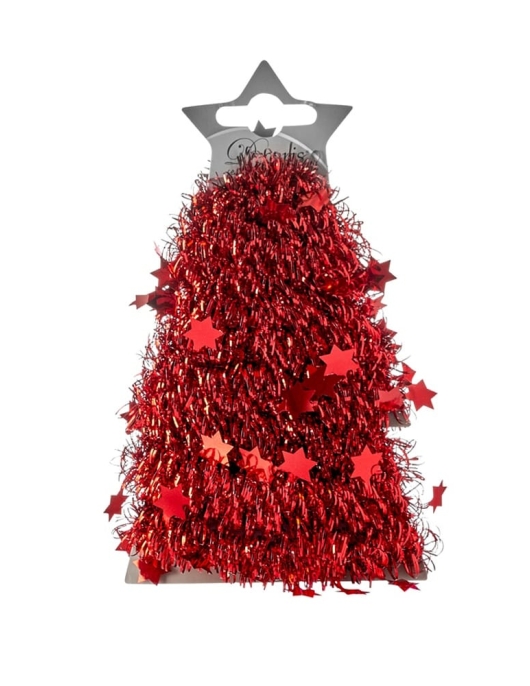 Red Tinsel Glitter Garland with Star 1.8 meters