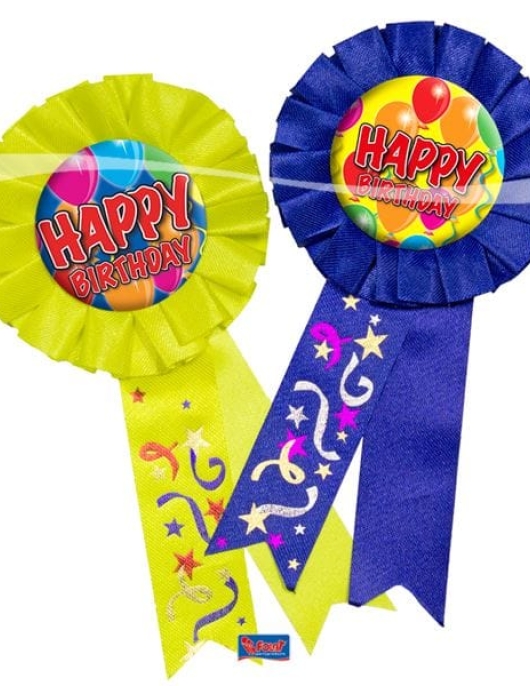 Happy Birthday Badge With Ribbon