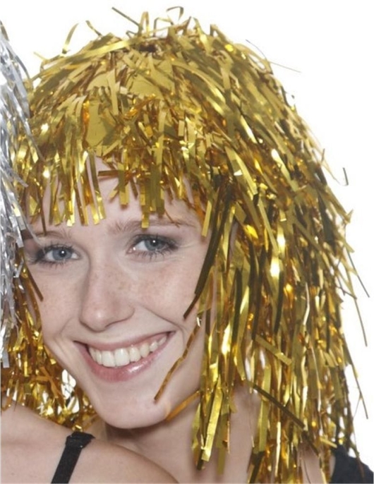 Golden Foil Tinsel Wig