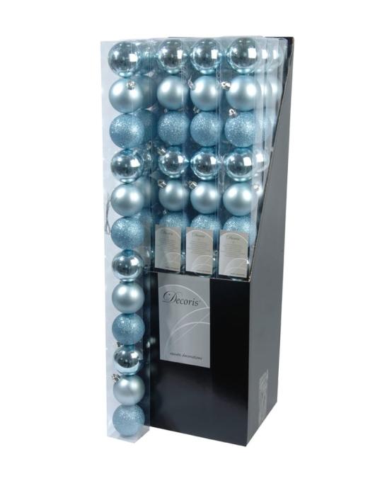 12pcs Set of Ice Blue Plastic Glitter,Metallic & Mat Balls 60mm