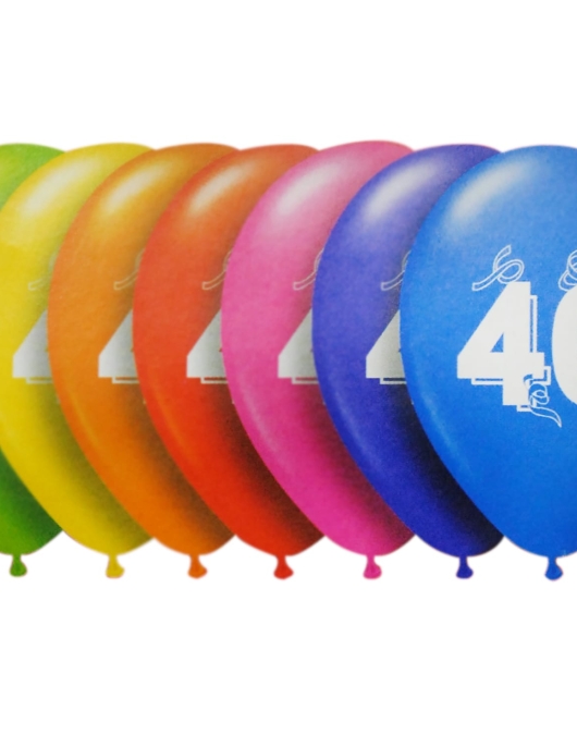 Assorted Number 40 Balloons 30 cm