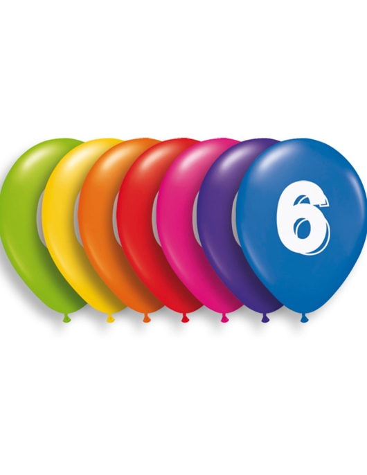 Assorted Number 6 Balloons 30 cm