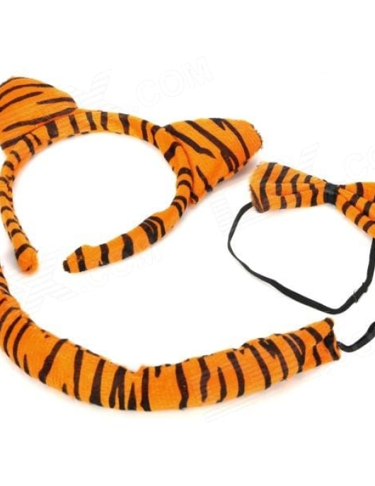 Pack of 3 - Tiger Kit Props (Head Band, Bow Tie and Tail)