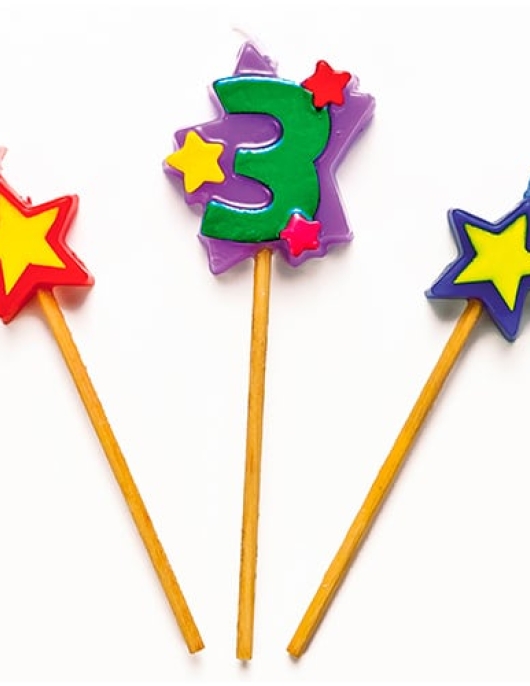 Stars Stick Numeral #3 Cake Candle