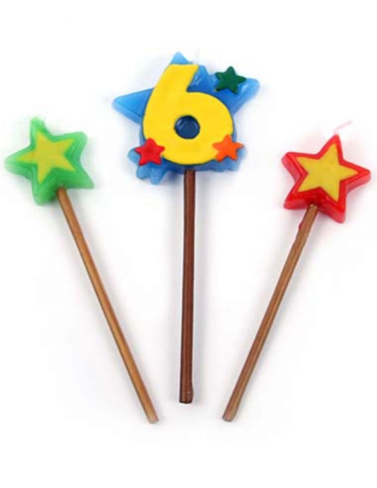 Stars Stick Numeral #6 Cake Candle