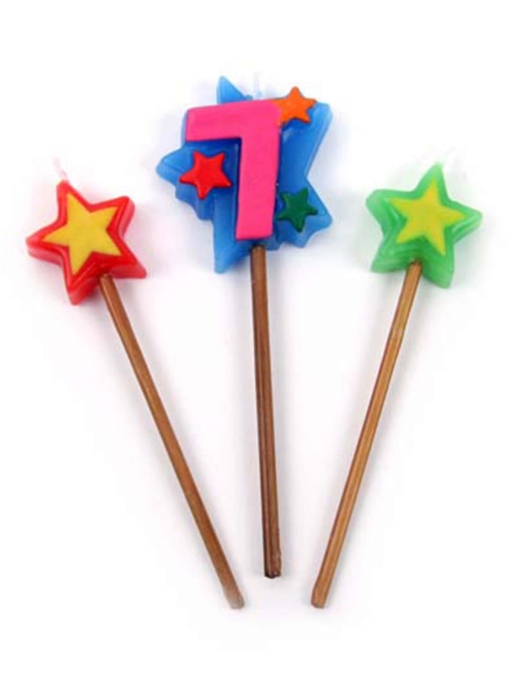 Stars Stick Numeral #7 Cake Candle