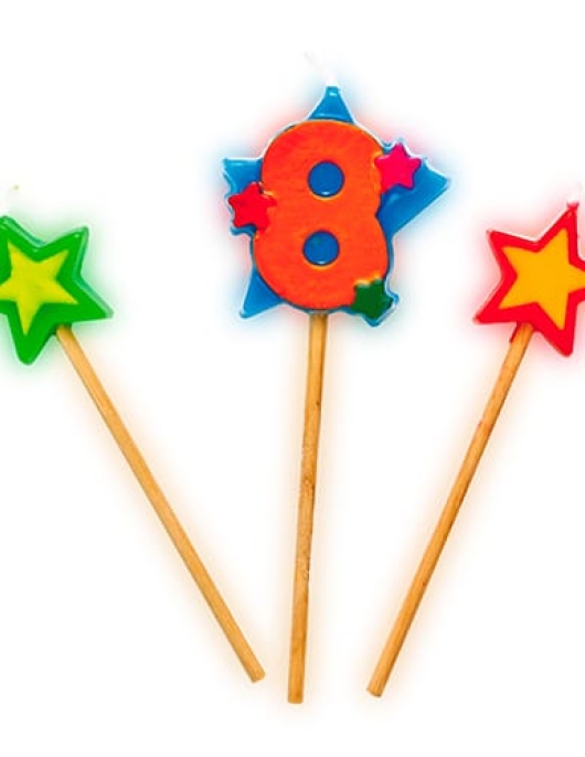Stars Stick Numeral #8 Cake Candle