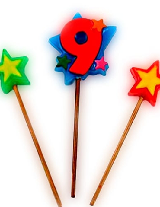 Stars Stick Numeral #9 Cake Candle