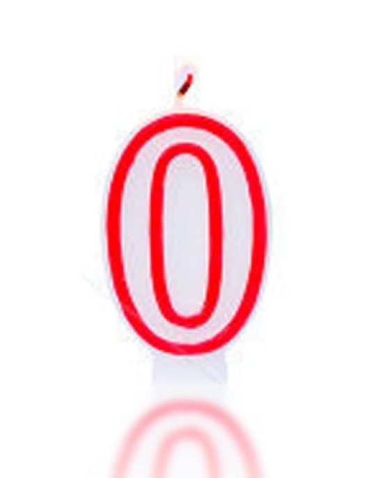 Red Numeral # 0 Cake Candle