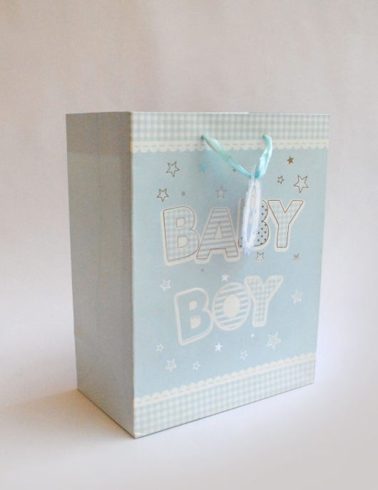 Sky Blue Baby Boy Gift Paper Bags 18 x 23 x 8cms
