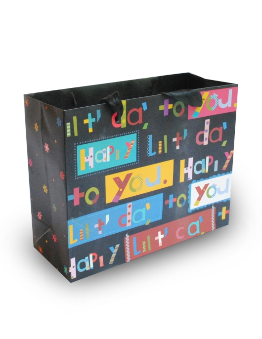 Happy Birthday To You Black Gift Paper Bags 25 x 19.5 x 9.5cms