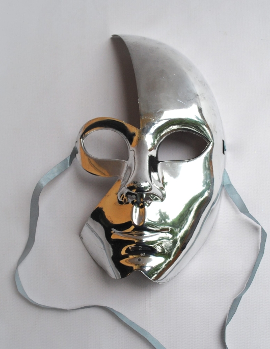 Plastic Half Face Mask Glitter Silver Male