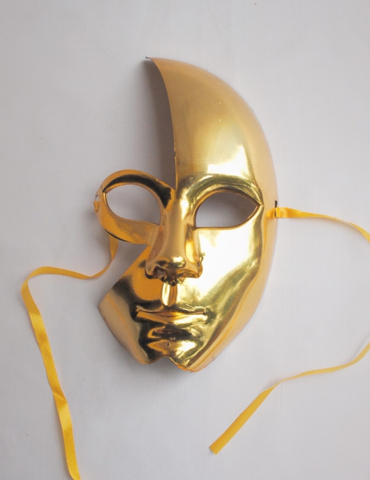 Plastic Half Face Mask Glitter Golden Male