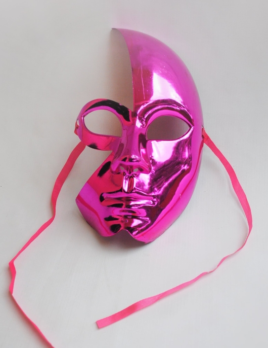 Plastic Half Face Mask Glitter Pink Male